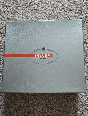 PRADA Vintage Empty Shoe Box Grey Red Logo Saks Fifth Avenue Read Description